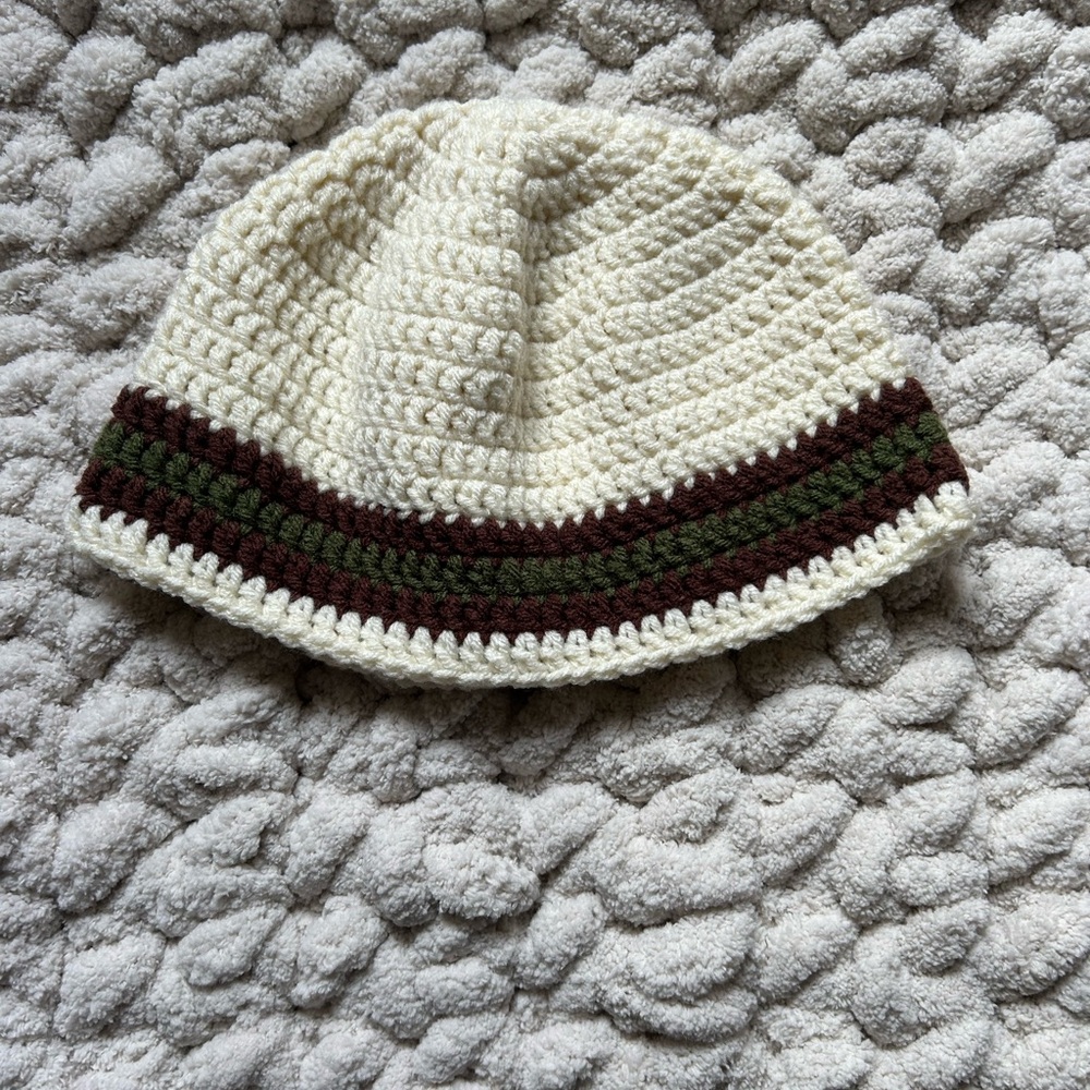 Crochet Beanie with Striped Design